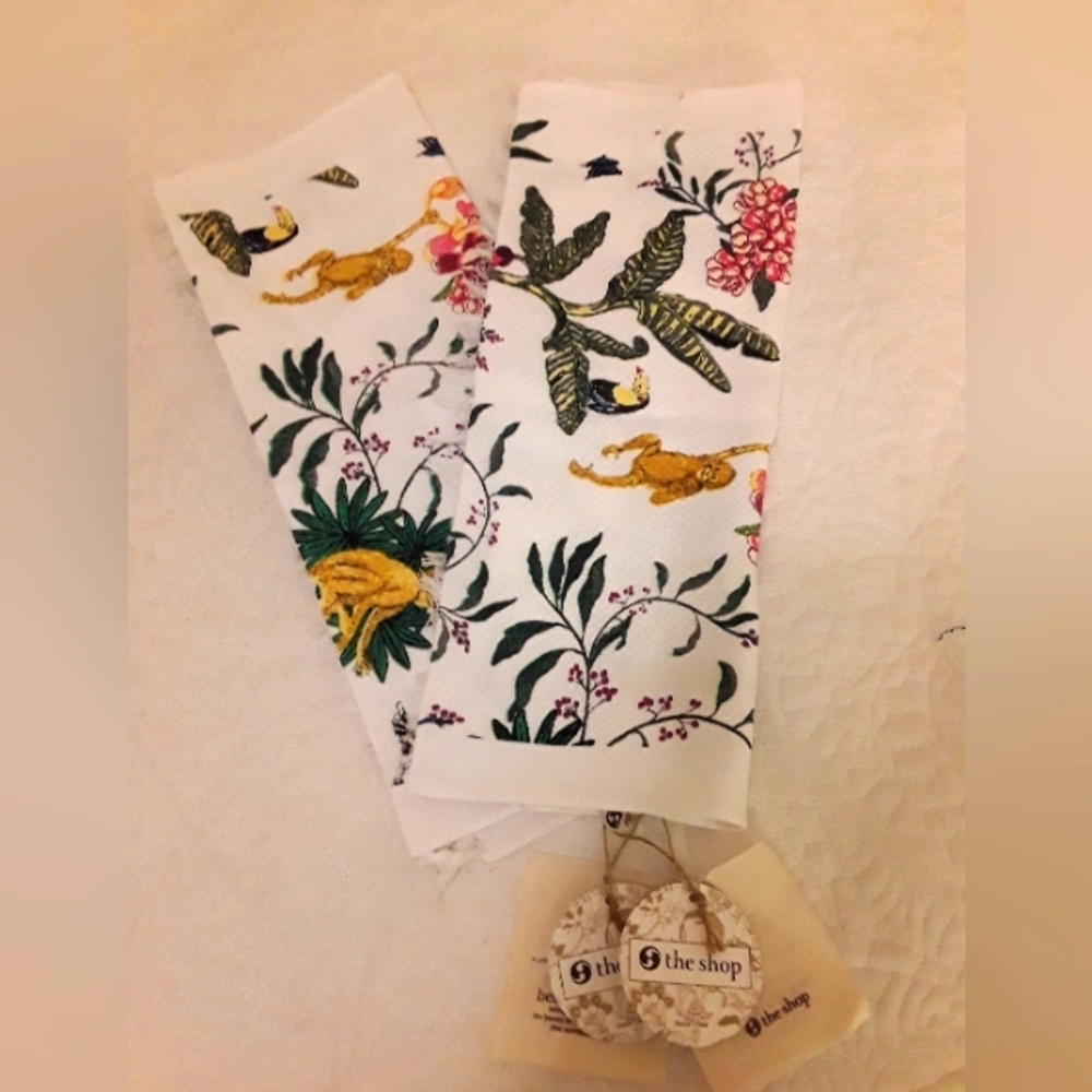 THE SHOP SET OF 2 PRINTED KERALA COTTON HAND TOWELS